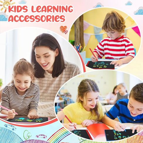12 عبوة من تابلت الكتابة LCD للاطفال 10 انش، لوحات رسم الكترونية قابلة للمسح، لوحات رسم الكترونية ملونة قابلة لاعادة الاستخدام، هدايا تعليمية تعليمية كبيرة للاطفال بعمر 3-8 سنوات، هدايا حفلات للاولاد in Saudi Arabia