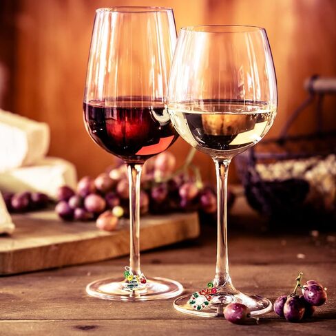 WILLBOND 670 Pieces Christmas Wine Glass Charms Assorted Charm Pendant Wine Glass Charm Rings Christmas Bells Gold Beads Red Green Beads for Xmas Wine Glass Markers DIY Making Jewelry in Saudi Arabia