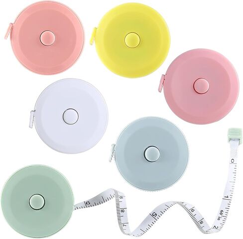 شريط قياس 6 عبوات شريط قياس كبير لقياسات الجسم وفقدان الوزن، قماش خياطة قابل للسحب، شريط قياس ناعم للخصر، شريط قياس الجسم بمقياس مزدوج 150 سم/60 بوصة in Kuwait