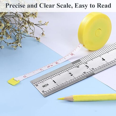 شريط قياس 6 عبوات شريط قياس كبير لقياسات الجسم وفقدان الوزن، قماش خياطة قابل للسحب، شريط قياس ناعم للخصر، شريط قياس الجسم بمقياس مزدوج 150 سم/60 بوصة in Kuwait