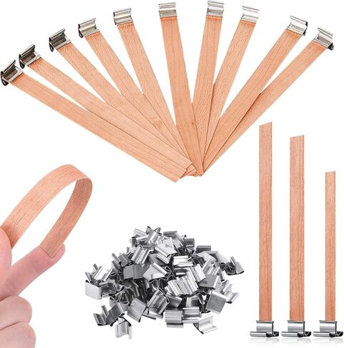 FOXNSK 60 قطعة شموع مع حامل حديدي، 3 شمعات خشبية مختلفة الحجم شموع طبيعية صديقة للبيئة لصناعة الشموع الحرفية in Kuwait