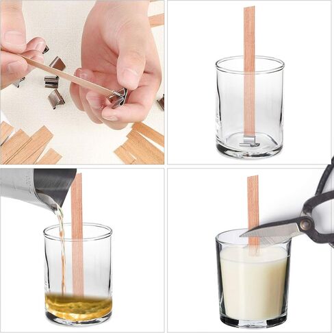 FOXNSK 60 قطعة شموع مع حامل حديدي، 3 شمعات خشبية مختلفة الحجم شموع طبيعية صديقة للبيئة لصناعة الشموع الحرفية in Kuwait