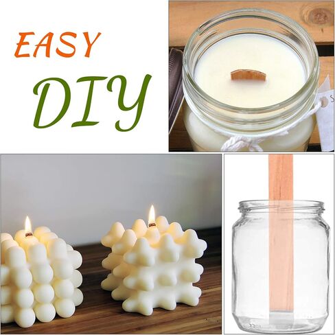 FOXNSK 60 قطعة شموع مع حامل حديدي، 3 شمعات خشبية مختلفة الحجم شموع طبيعية صديقة للبيئة لصناعة الشموع الحرفية in Kuwait