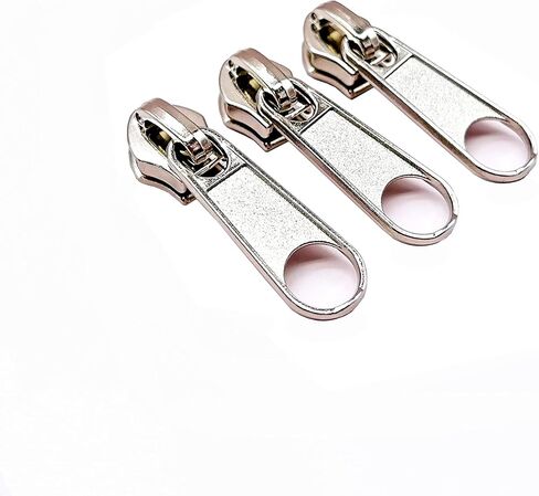 Goyunwell #5 Zipper Pulls Silver Metal Nylon Coil Zipper Pull Bulk 40pcs Zipper Slider Replacement Nylon Zipper Pulls for Purse Handbag Craft Sewing in Kuwait