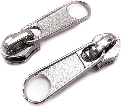 Goyunwell #5 Zipper Pulls Silver Metal Nylon Coil Zipper Pull Bulk 40pcs Zipper Slider Replacement Nylon Zipper Pulls for Purse Handbag Craft Sewing in Kuwait
