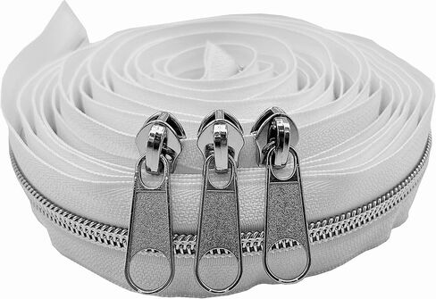 Goyunwell #5 Zipper Pulls Silver Metal Nylon Coil Zipper Pull Bulk 40pcs Zipper Slider Replacement Nylon Zipper Pulls for Purse Handbag Craft Sewing in Kuwait