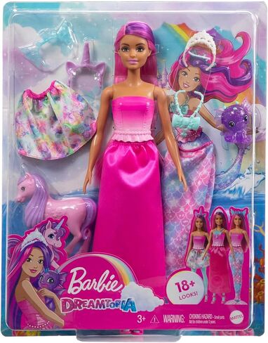 Barbie Doll, Mermaid Toys, Barbie Clothes and Accessories, Fantasy Dress-Up Set with Mermaid Tale, Baby Unicorn and Dragon Pets in Saudi Arabia