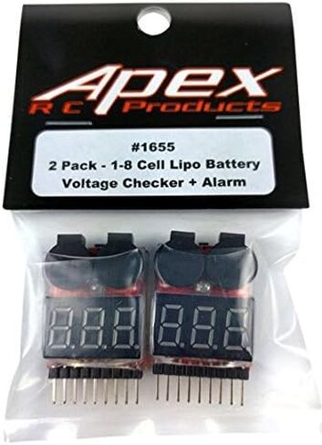 منبه Apex RC Products 2 Pack Lipo Battery Checker LED 1-8 Cell 1655 in Kuwait