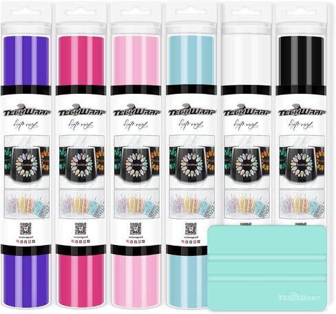 TECKWRAP 001 Vinyl Permanent Adhesive Vinyl Bundle Transparent Holographic Vinyl 12" x 36"/Rolls for Craft Cutters,Sign Plotters (Candy Bundle) in Kuwait