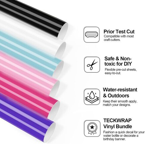 TECKWRAP 001 Vinyl Permanent Adhesive Vinyl Bundle Transparent Holographic Vinyl 12" x 36"/Rolls for Craft Cutters,Sign Plotters (Candy Bundle) in Kuwait