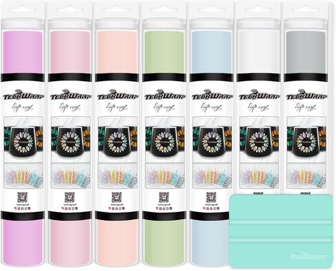 TECKWRAP 001 Vinyl Permanent Adhesive Vinyl Bundle Transparent Holographic Vinyl 12" x 36"/Rolls for Craft Cutters,Sign Plotters (Candy Bundle) in Kuwait