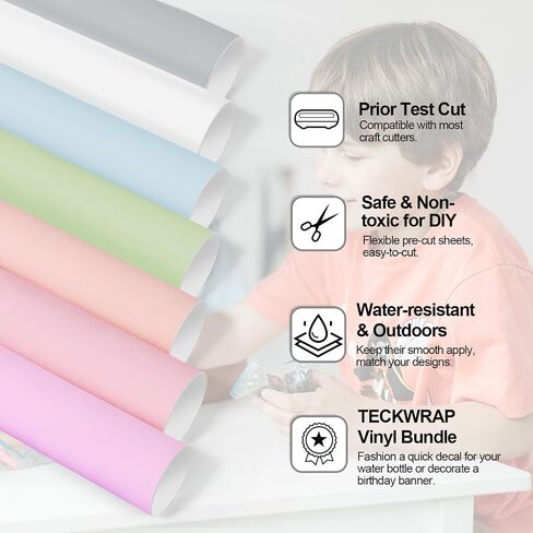 TECKWRAP 001 Vinyl Permanent Adhesive Vinyl Bundle Transparent Holographic Vinyl 12" x 36"/Rolls for Craft Cutters,Sign Plotters (Candy Bundle) in Kuwait