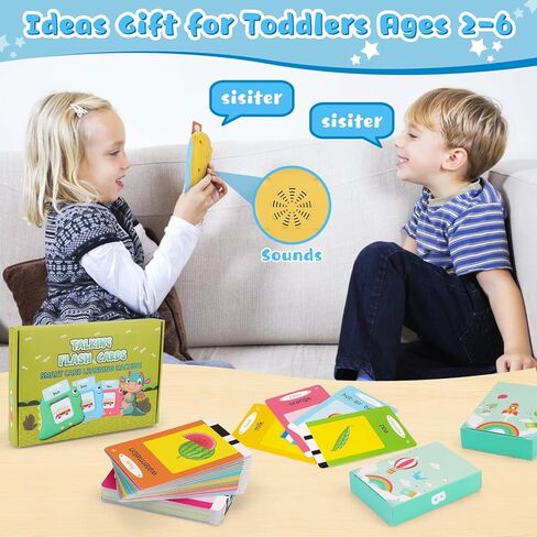 ألعاب بطاقات الفلاش الناطقة للأطفال - ألعاب الأطفال الصغار لعمر 3 4 5 6 7 سنوات مع 112 بطاقة و224 جانبًا من ألعاب تعلم علاج النطق التعليمية والألعاب التفاعلية مع حزمة هدايا in Kuwait