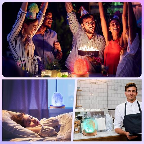 قاعدة إضاءة LED قابلة لإعادة الشحن من Kittmip، قاعدة إضاءة LED خشبية مستديرة، حامل 16 وضعًا للضوء مع أجهزة تحكم عن بعد وكابلات شحن USB، حامل عرض مضاء لفن الزجاج الكريستالي (عبوتان) in Kuwait