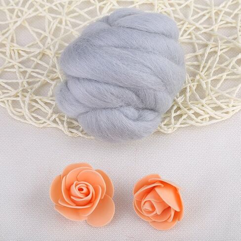 Felting Wool, 8Colors 55g Colored Needle Felting Wool Roving Spinning Sewing Trimming Handiwork Material(Gray) in Saudi Arabia