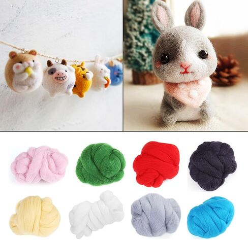 Felting Wool, 8Colors 55g Colored Needle Felting Wool Roving Spinning Sewing Trimming Handiwork Material(Gray) in Saudi Arabia