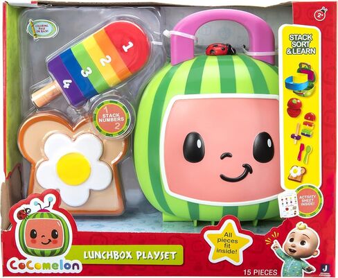 CoComelon Lunchbox Playset - Includes Lunchbox, 3-Piece Tray, Fork, Spoon, Toast with Egg, Apple, Popsicle, Activity Card - Toys for Kids, Toddlers, and Preschoolers in Saudi Arabia