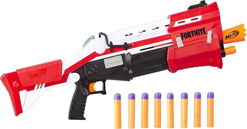 NERF Fortnite Ts Blaster - Pump Action Dart Blaster, 8 Official Mega Fortnite Darts, Dart Storage Stock - for Youth, Teens, Adults in Saudi Arabia