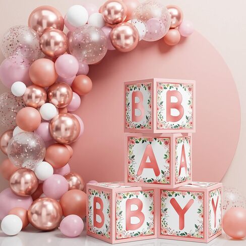 ديكورات حمام الأطفال إيكومور جيرل بوي سيج جرين 68 قطعة من لوازم حفلات عيد الميلاد الأول من بوهو جرينيري بيبي تتضمن 4 قطع صندوق مكعبات بالونات للأطفال ومجموعة بالونات جارلاند للديكور الذي يكشف عن الجنس (أخضر حكيم) in Kuwait