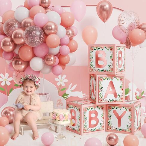 ديكورات حمام الأطفال إيكومور جيرل بوي سيج جرين 68 قطعة من لوازم حفلات عيد الميلاد الأول من بوهو جرينيري بيبي تتضمن 4 قطع صندوق مكعبات بالونات للأطفال ومجموعة بالونات جارلاند للديكور الذي يكشف عن الجنس (أخضر حكيم) in Kuwait