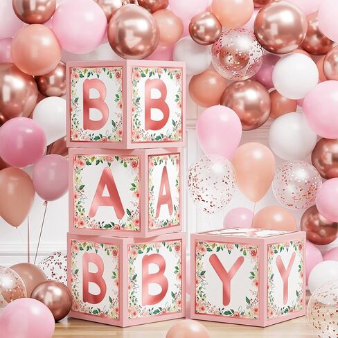 ديكورات حمام الأطفال إيكومور جيرل بوي سيج جرين 68 قطعة من لوازم حفلات عيد الميلاد الأول من بوهو جرينيري بيبي تتضمن 4 قطع صندوق مكعبات بالونات للأطفال ومجموعة بالونات جارلاند للديكور الذي يكشف عن الجنس (أخضر حكيم) in Kuwait