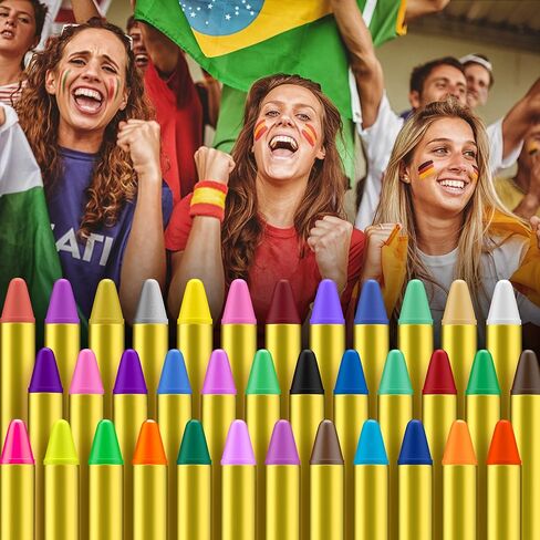 Gibot Face Paint Crayons 36 Colors Face and Body Paint Sticks Body Tattoo Crayons Kit for Kids, Child,Toddlers, Adult and World Cup Carnival,Non-Toxic,Set of 36 in Kuwait