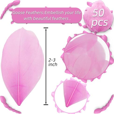 50 Pieces Natural Goose Feathers, 2-3 Inch Craft Feathers for Centerpieces, Bulk Colorful Feather for Gatsby Party, Weddings Dress and Birthday Home Party Decoration (Black) in Kuwait