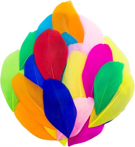 50 Pieces Natural Goose Feathers, 2-3 Inch Craft Feathers for Centerpieces, Bulk Colorful Feather for Gatsby Party, Weddings Dress and Birthday Home Party Decoration (Black) in Kuwait