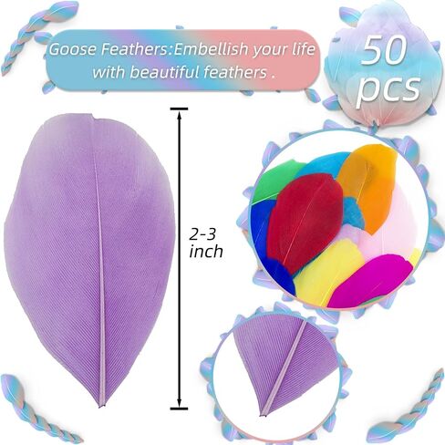 50 Pieces Natural Goose Feathers, 2-3 Inch Craft Feathers for Centerpieces, Bulk Colorful Feather for Gatsby Party, Weddings Dress and Birthday Home Party Decoration (Black) in Kuwait