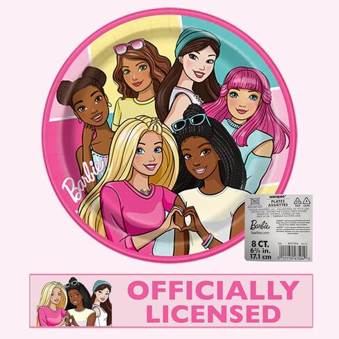 Unique Barbie Party Decorations | Serves 16 Guests | Officially Licensed | Barbie Birthday Decorations | Barbie Birthday Party Supplies | Barbie Dinner & Cake Plates, Napkins, Sticker in Saudi Arabia