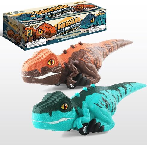 ألعاب الديناصورات DINOBROS للأولاد من عمر 3 سنوات، ألعاب سيارات الديناصورات القابلة للسحب مع الضوء والأصوات للأطفال من سن 3 إلى 5 ألعاب T-Rex in Kuwait