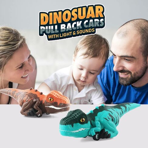ألعاب الديناصورات DINOBROS للأولاد من عمر 3 سنوات، ألعاب سيارات الديناصورات القابلة للسحب مع الضوء والأصوات للأطفال من سن 3 إلى 5 ألعاب T-Rex in Kuwait