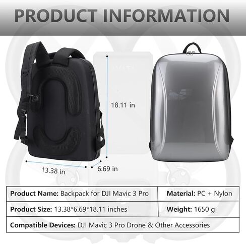 فلاي كيست شنطة حمل لجهاز دي جيه اي مافيك 3 برو، شنطة ظهر احترافية مقاومة للماء للسفر تناسب دي جيه اي مافيك 3 برو فلاي مور كومبو، وحدة تحكم عن بعد RC-N1/RC/RC برو وملحقاتها. in Kuwait