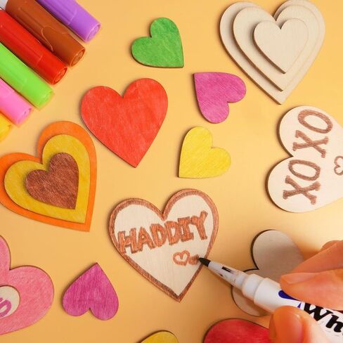 HADDIY Small Wood Hearts for Crafts,175 Pcs Different Size Unfinished Wooden Heart Cutouts Pieces for Wedding Guest Book,Valentine'Day Craft and Deccorations in Kuwait