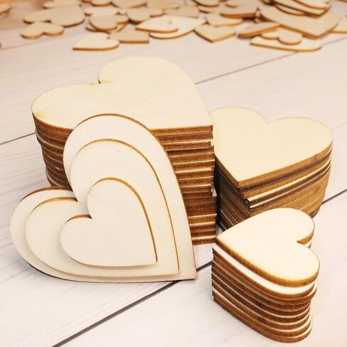 HADDIY Small Wood Hearts for Crafts,175 Pcs Different Size Unfinished Wooden Heart Cutouts Pieces for Wedding Guest Book,Valentine'Day Craft and Deccorations in Kuwait