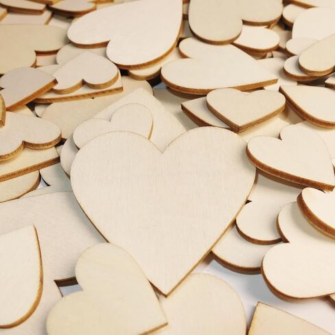 HADDIY Small Wood Hearts for Crafts,175 Pcs Different Size Unfinished Wooden Heart Cutouts Pieces for Wedding Guest Book,Valentine'Day Craft and Deccorations in Kuwait
