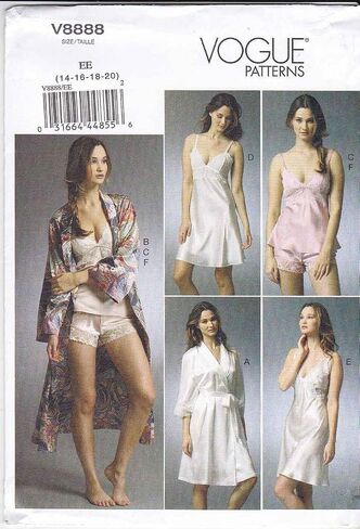 VOGUE PATTERNS V8888 قالب خياطة رداء/قميص داخلي/سراويل داخلية للسيدات، مقاس A5 (6-8-10-12-14) in Saudi Arabia