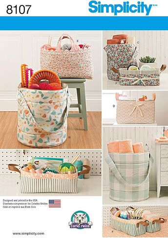 Simplicity 8107 Home Décor Organization Storage Bucket and Tote Bag Sewing Pattern, S-L Containers in Saudi Arabia