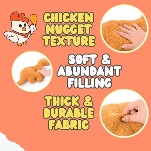 nutty toys Super Soft & Cute Dino Nugget Plush Pillow - Large 16" Dinosaur Chicken Nugget Room Decor for Boys & Girls - Top 2023, Best Stocking Stuffers for Kids Tweens Teens & Adults in Kuwait