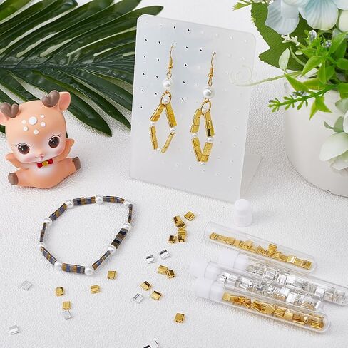 CREATCABIN 300Pcs 2 Hole Half Tila Beads 3 Size Mix Glass Seed Beads Rectangle 1/4 Tila Bead Mini Electroplate With Plastic Container Gunmetal Plated for Craft Bracelet Necklace Earring Jewelry Making in Kuwait