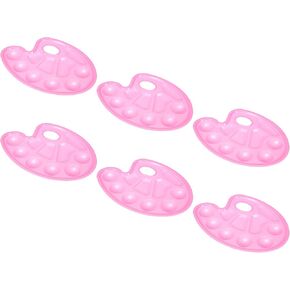 PATIKIL 10 Wells Acrylic Paint Palette, 3 Pack Painting Pallet Holder Oval with Thumb Hole Art Supplies for Painting Drawing, Pink