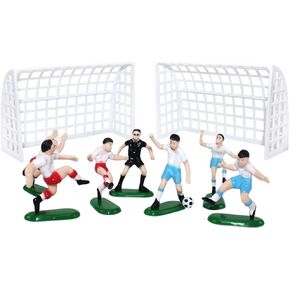 9 Pieces Soccer Cake Toppers Plastic Soccer Players Toy Football World Cup Party Cake Decorations, White in Saudi Arabia