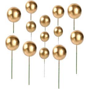 Mini Balloon Cake Toppers Round Gold Ball Cupcake Toppers Cake Decorations for Birthday Wedding Anniversary Valentines Party Cake Decoration Supplies 25 PCS (Gold)