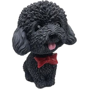 Mini Bobbing-Head Dog for Car Dash Board Decor,Dashboard Doggy Puppy Teddy Toy with Adhesive Tab（Poodle） (Brownish Red)