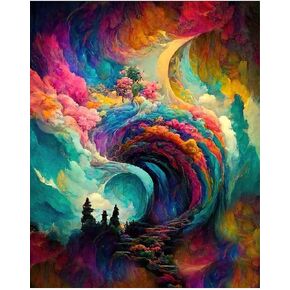 ROOHOME DIY Diamond Art Kits for Adults -Full Drill Colorful Auspicious Clouds 5D Diamond Painting Kits-Fantasy World Diamond Dots Gem Painting Kits for Home Decor and Birthday Gifts for Women in Kuwait