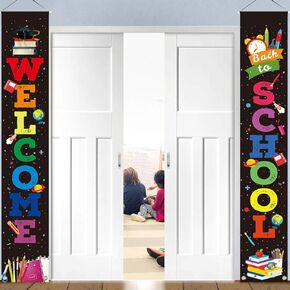 Back to School Banner Welcome Banner for First Day of School Hanging Fabric Banners Flags Sign Backdrop Décor Supplies for Pre-School Primary High School Classroom Decorations