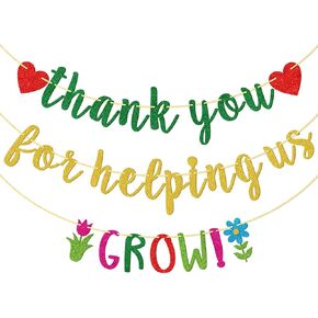 Thank You For Helping Us Grow Banner, Teacher and Staff Appreciation Week Banner, End Of School, Last Day of School Decorations, Colorful Glitter in Saudi Arabia