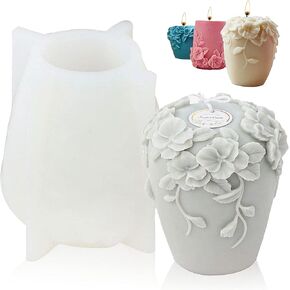 Cylinder Candle Molds Silicone, 3D Rattan Flowers Silicone Candle Mould for Aromatherapy Candle, Handmade Soap Making, Wax Melt Molds, DIY Craft, Home Decor (A)