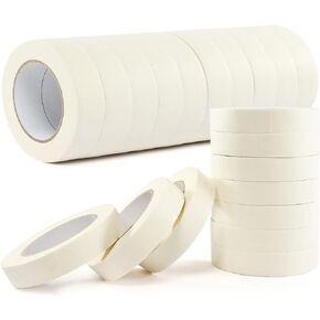 Masking Tape Bulk 10 Packs 0.75 Inch - Masking Tapes Artist Drafting Tapes White Beige, General Purpose for Craft, Art, Office, School, 3/4 Inch x 55 Yards x 10 Rolls