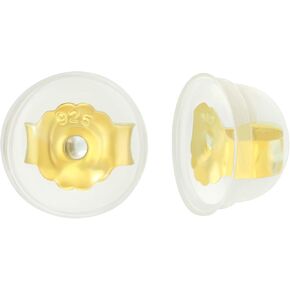 Hypoallergenic 14K Gold Plated 925 Sterling Silver Earring Backs for Studs Coated with Soft Clear Silicone 3 Pairs Earring Backs Stoppers in Kuwait